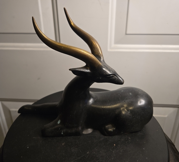 Other - Loet Vanderveen Style Antelope Bronze, Black, and Brass Sculpture Figurine